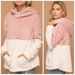 Mauve two toned soft furry hoodie
